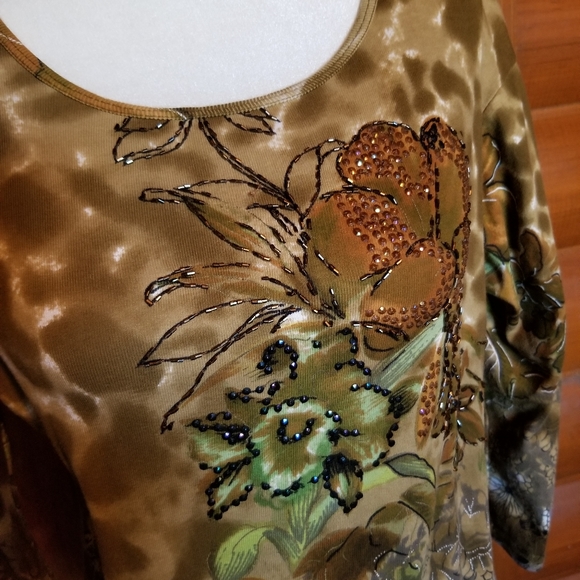 Ash & Sara Pullover Shirt Multicolored Floral Sz M - Picture 3 of 7